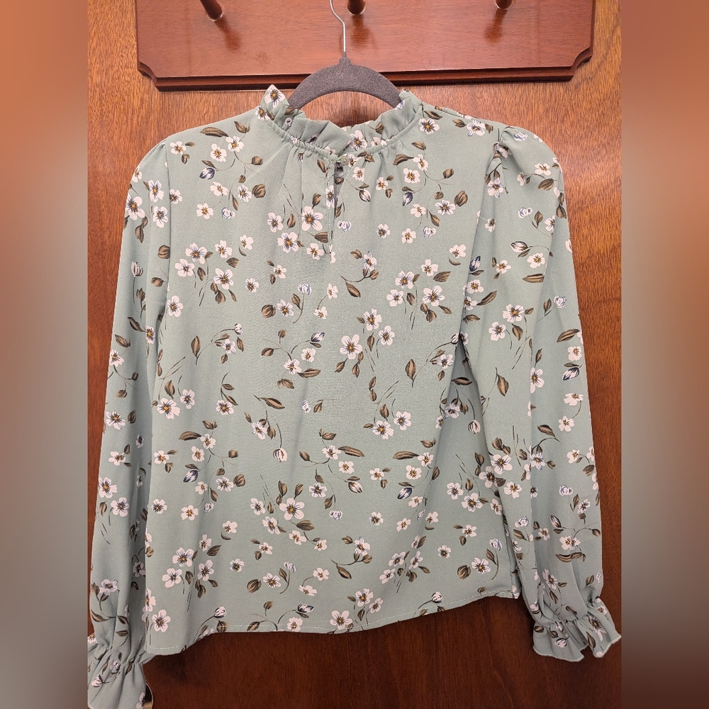 Floral Green Tween Top